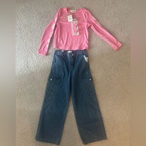 Girls Jeans and Top and Hair Clip